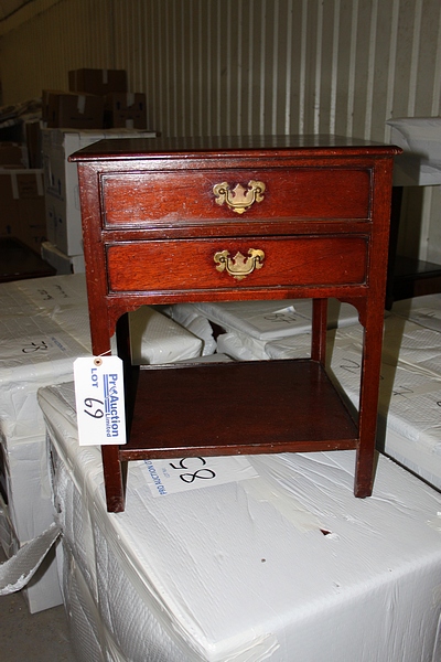 A pair of Georgian style mahogany tray top gallery commodes / bedside tables with two drawers and