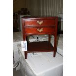 A pair of Georgian style mahogany tray top gallery commodes / bedside tables with two drawers and