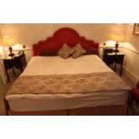 Hospitality Simmons Bedding Company base, mattress and large red domed headboard complete with