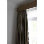 Fully lined curtains green sateen 2300mm drop