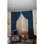 Fully lined curtains Blue and Champagne 2300mm drop