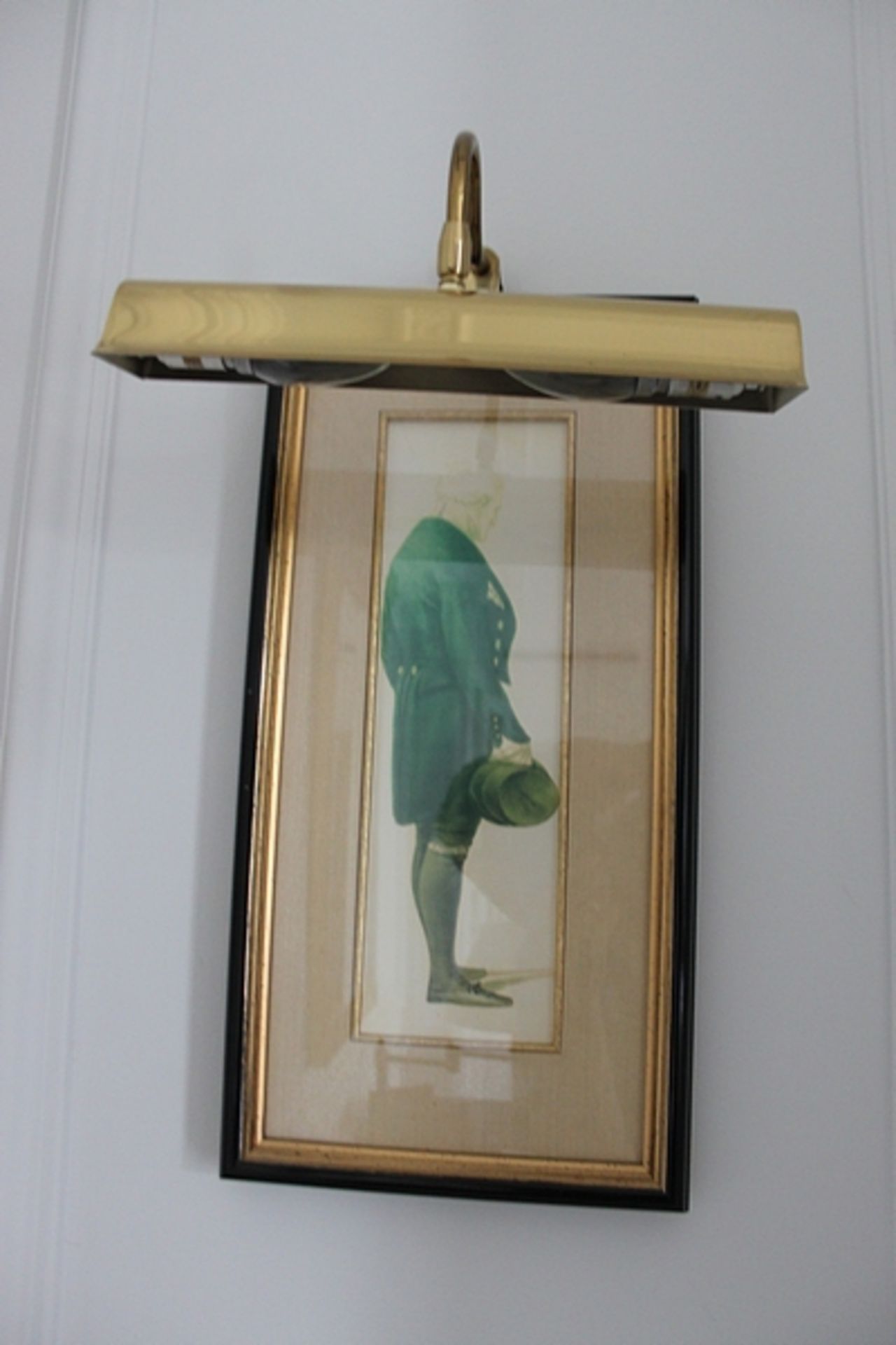 A pair of brass picture lamps