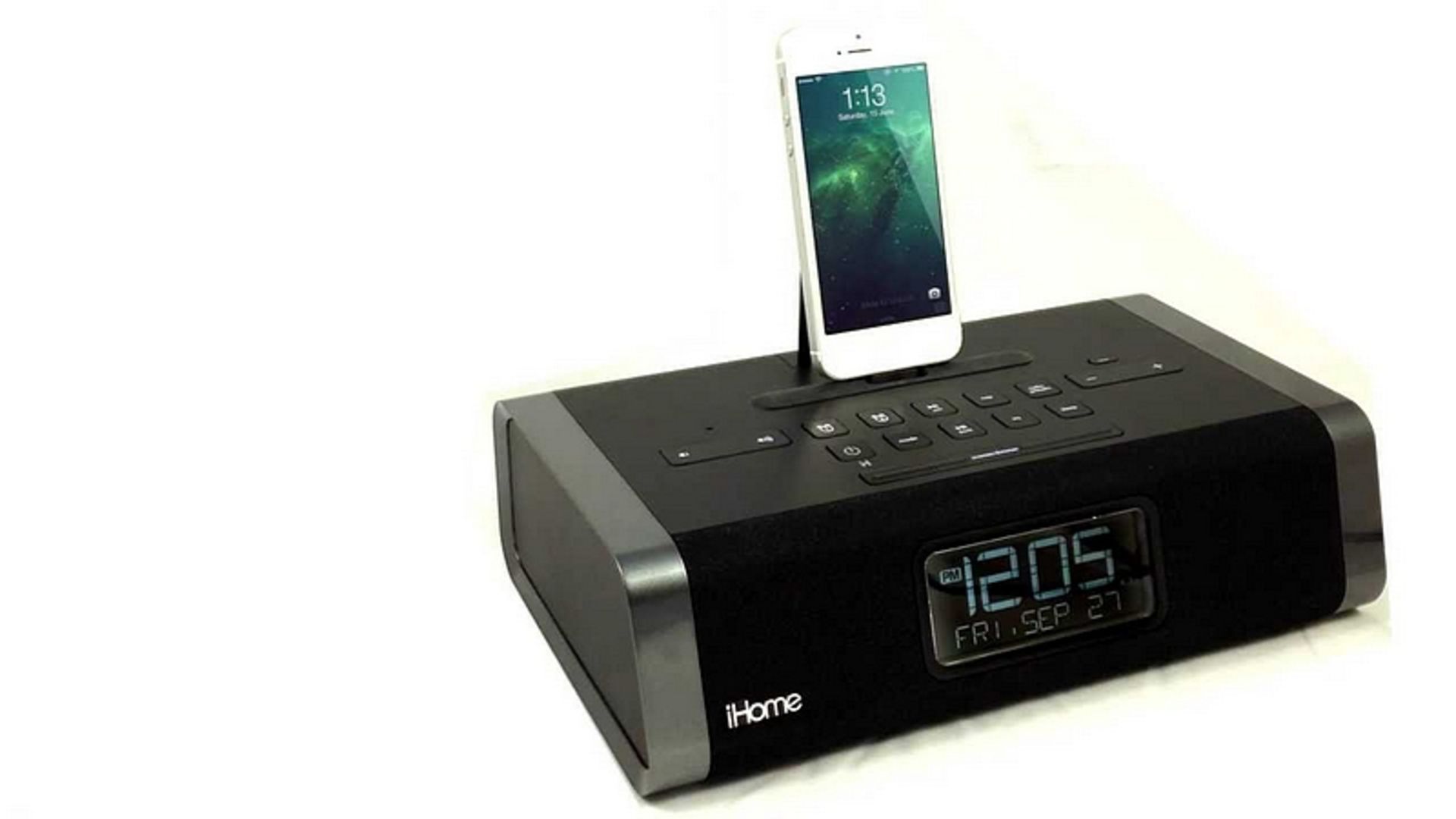 iHome iDL45 Dual Charging Stereo FM Clock Radio with Lightning Dock and USB Charge/Play for iPad/
