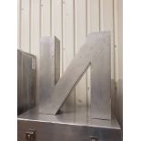 Letter N Medium Aero handcrafted in a slightly distressed aluminium finish