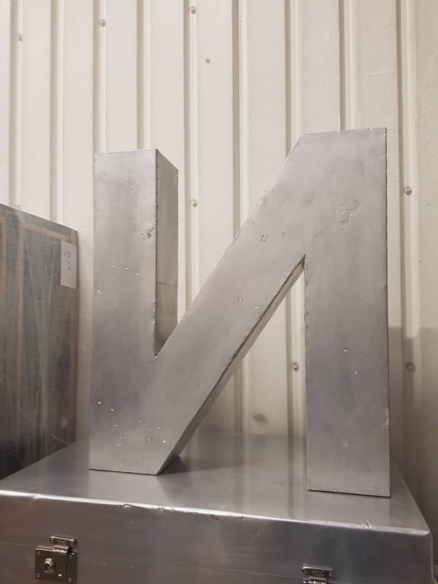 Letter N Medium Aero handcrafted in a slightly distressed aluminium finish