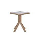 F307 Cafe Creme Dining Table 63cm Marble White Polished & Bn.Natural Oak 63x63x76cm RRP £ 1395