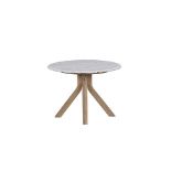 F305 Stonecrumb Side Table (Low) Marble White Honed & Bn.Natural Oak 60x60x43cm RRP £ 636