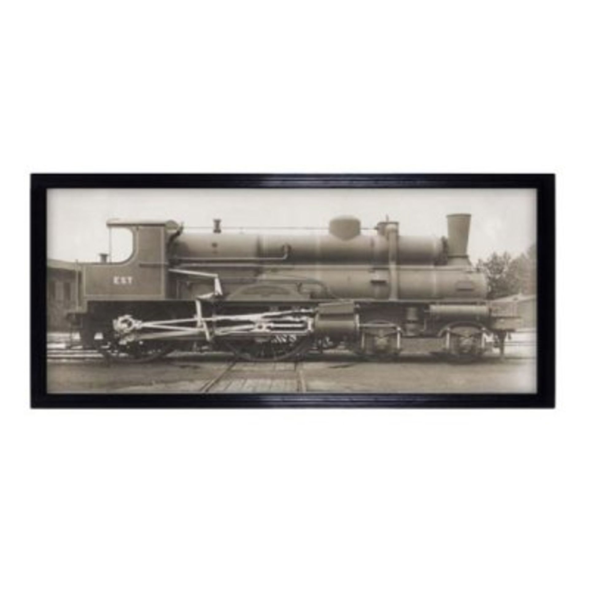 Locomotives Verwood Village Art - Artwork (59x131) Black Wood