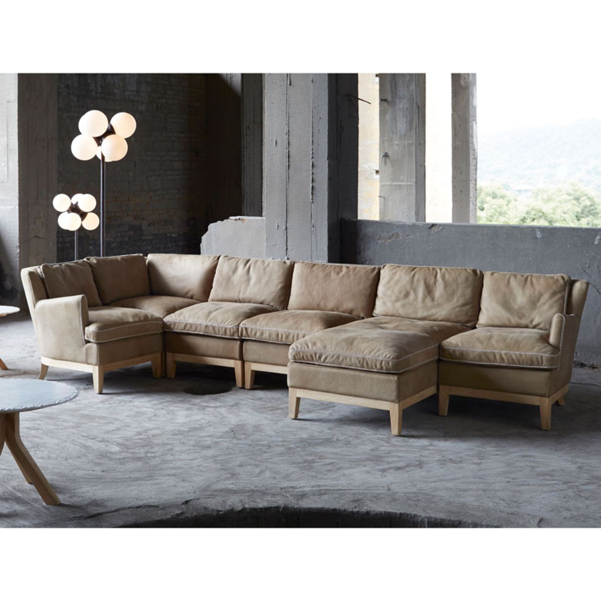 F300 Comoc Sectional Suite Comprising Of 1 Seater New Stitching Cheyen & Bn.Natural RRP £14480