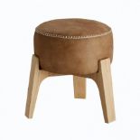 F296 Drum Stool With Reverse Stitching (M) Chyen & Bn.Natural Oak 36x36x47cm RRP £ 462