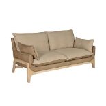 F302 Woodnest Sofa 3 Seater Reverse Stitching Cheyen & Ln & Bn Natural Oak 210x90x77cm RRP £ 4488