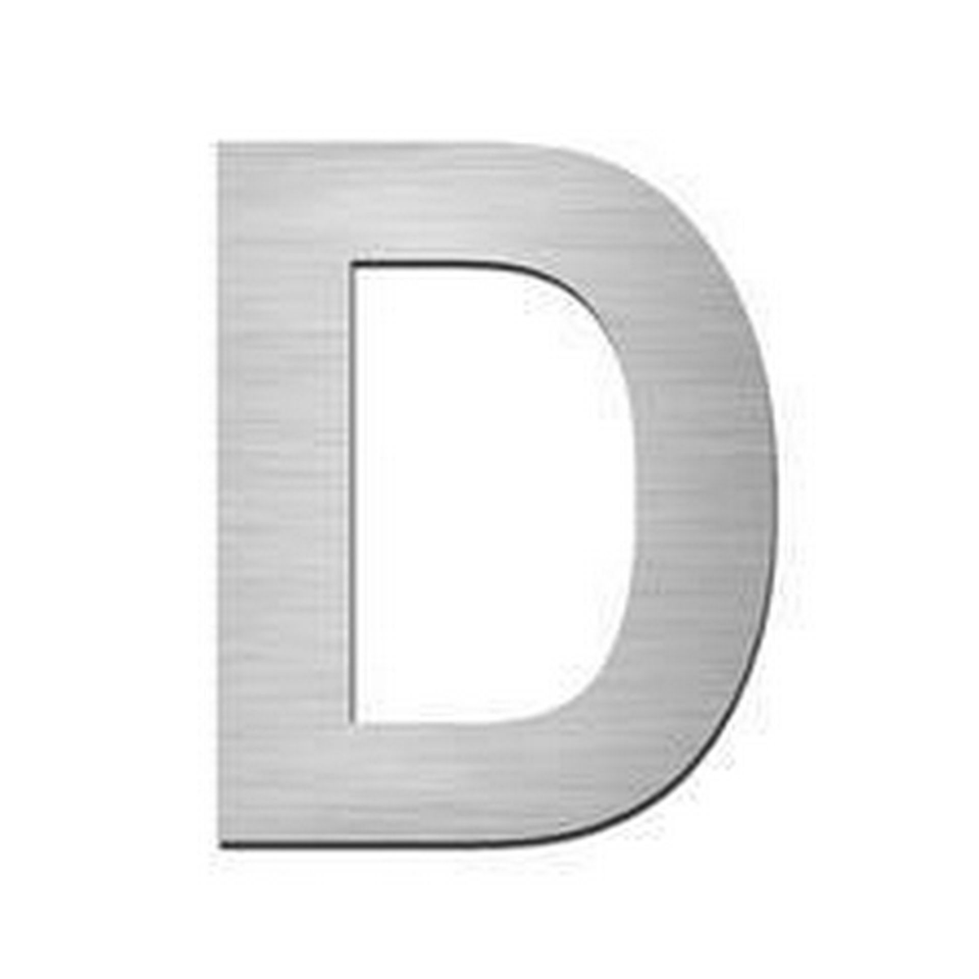 Letter D Medium Aero handcrafted in a slightly distressed aluminium finish