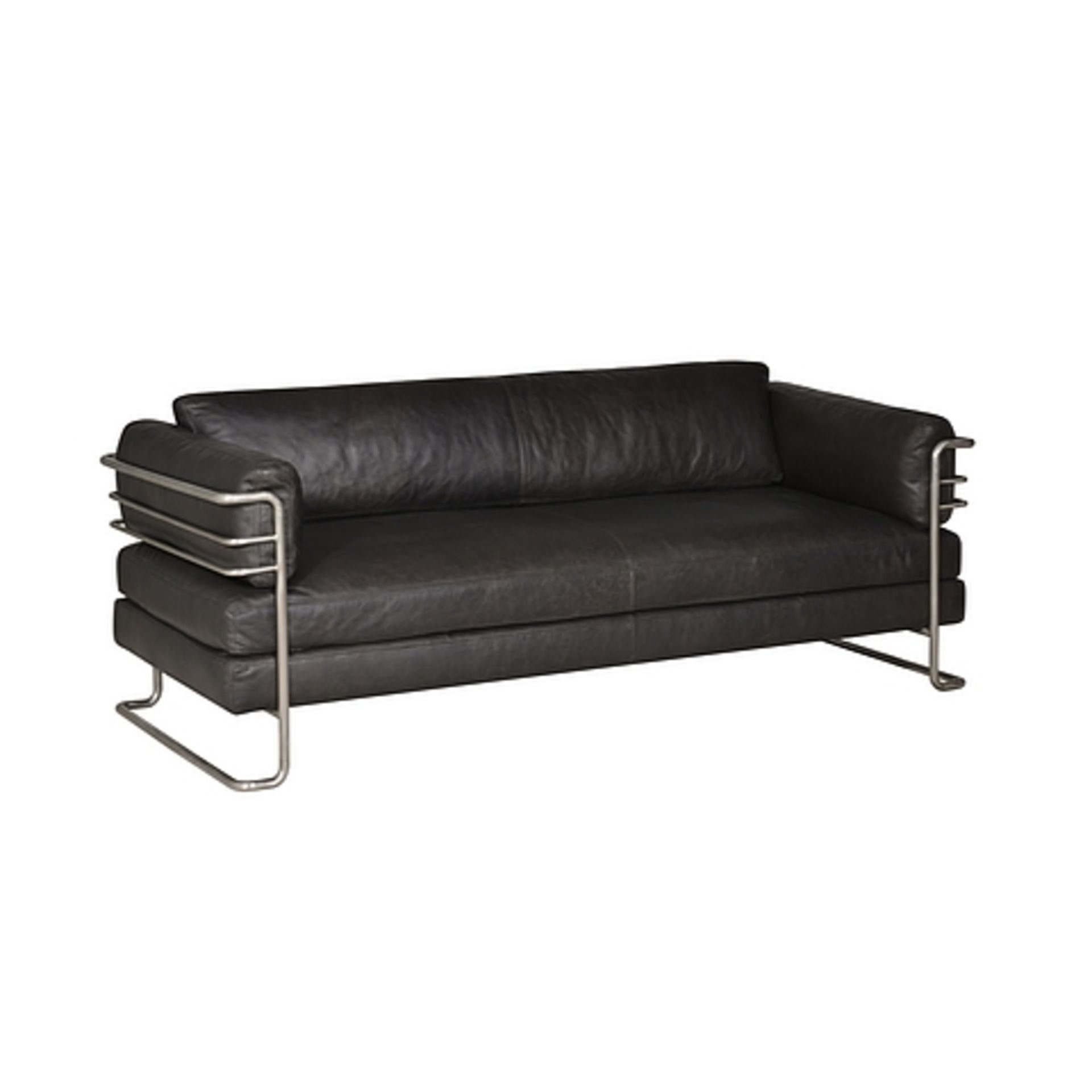 Lexi Sofa 3 Seater Maracana Black & Brushed Steel 196x82x76cm RRP £ 4380