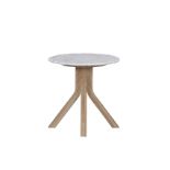 F305 Stonecrumb Side Table (Tall) Marble White Honed & Bn.Natural Oak 50x50x50cm RRP £ 597