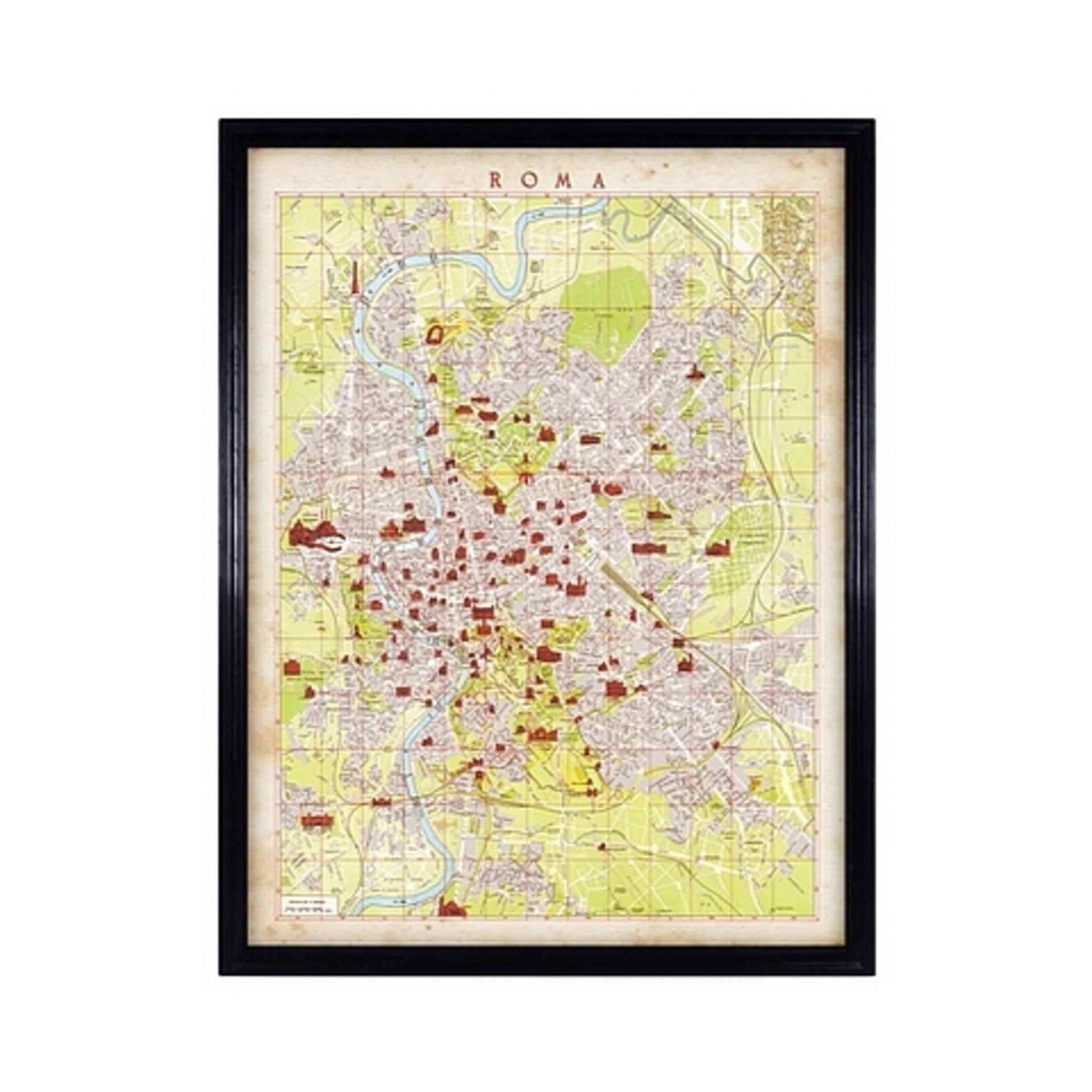 Maps Rome Art - Artwork (100x82) Black Wood