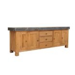 Kitchen Base Unit 2.4m Marble Black Honed D & Genuine English Reclaimed Timber 248x64x76cm RRP £