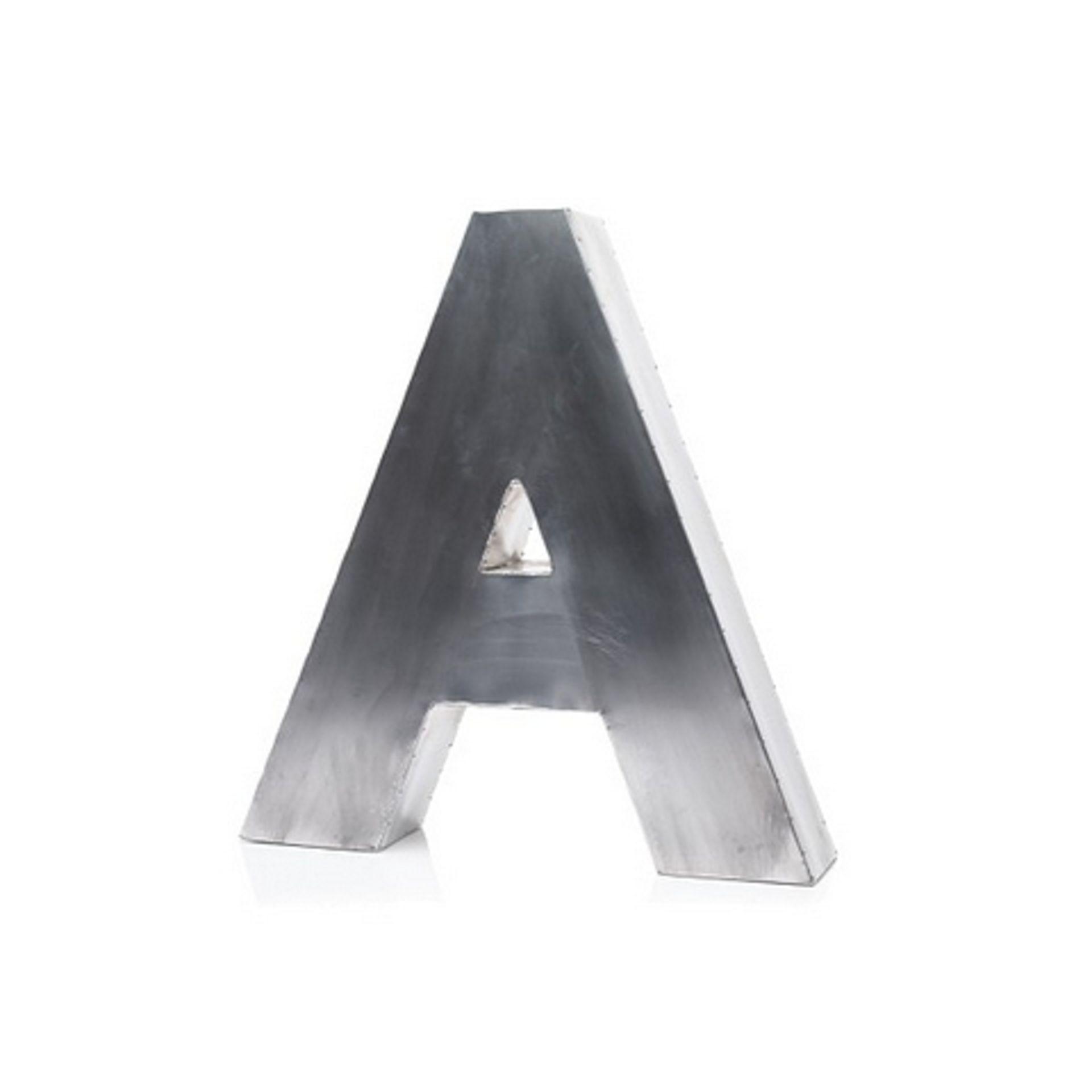 Letter A Medium Aero handcrafted in a slightly distressed aluminium finish