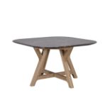 F306 Stoneleaf Square Dining Table 130cm Marble Polished & Bn.Natural Oak 130x130x76cm RRP £ 2397