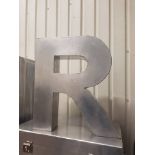 Letter R Medium Aero handcrafted in a slightly distressed aluminium finish