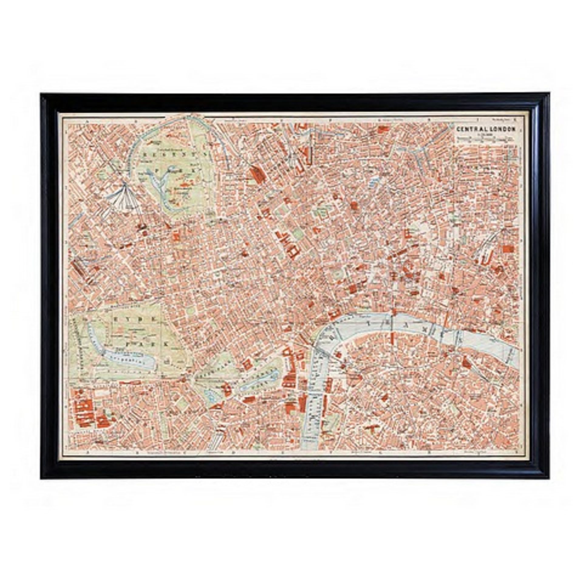 Maps London Art - Artwork (100x82) Black Wood