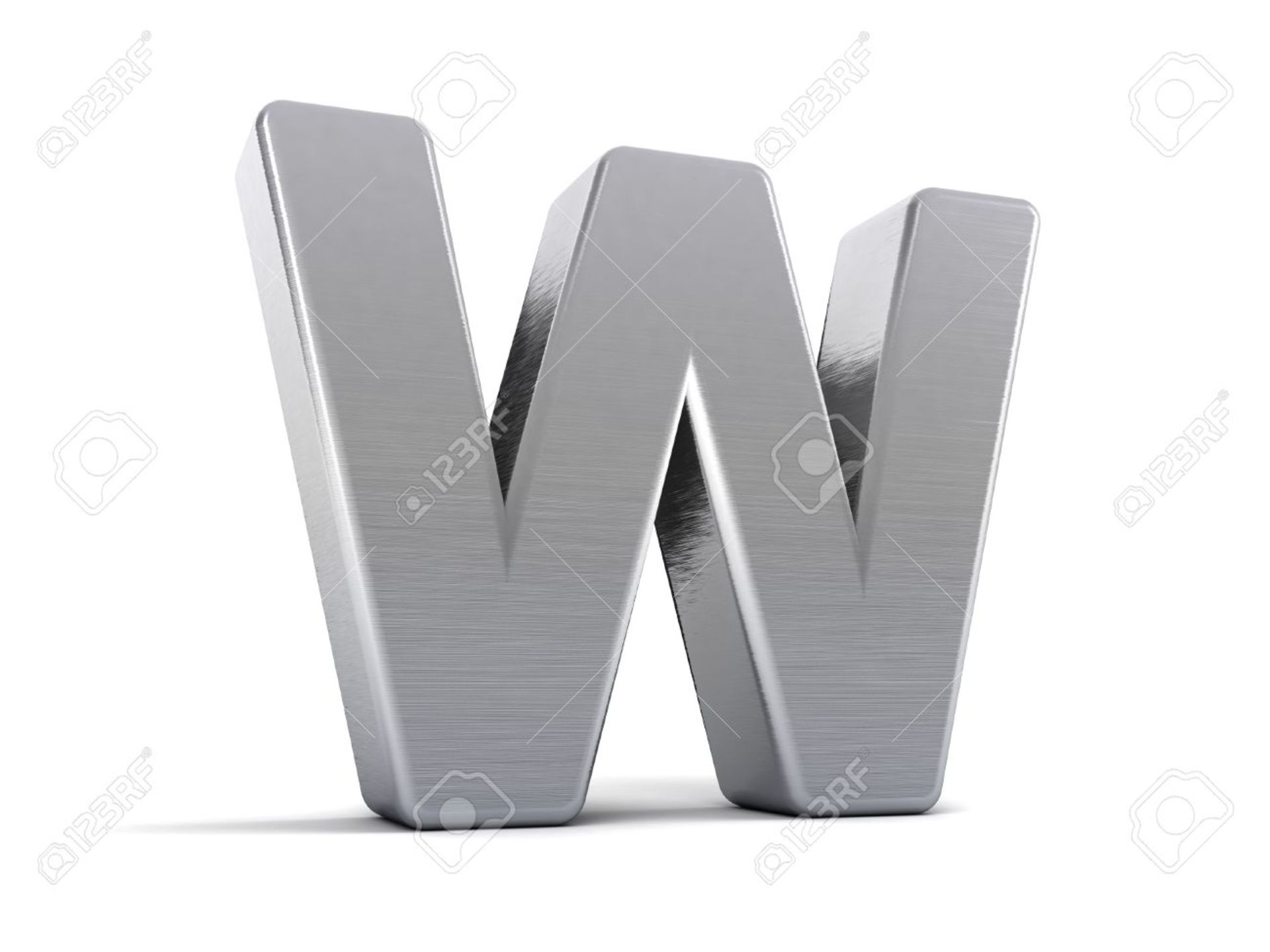 Letter W Aero handcrafted in a slightly distressed aluminium finish