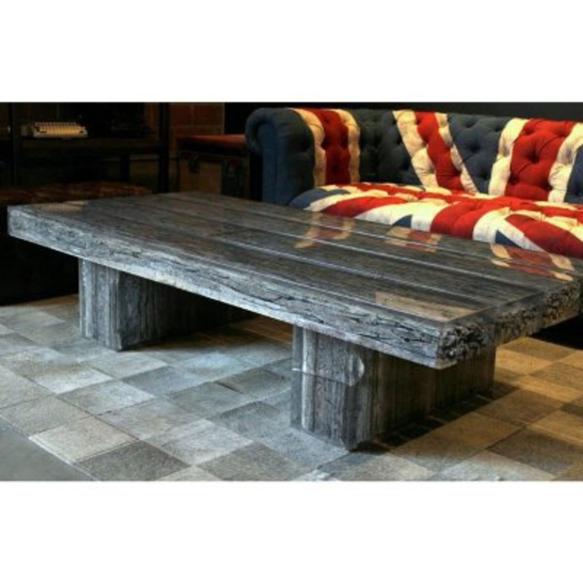 4 Beam Coffee Table 180x80cm Reclaimed Wood & Resin