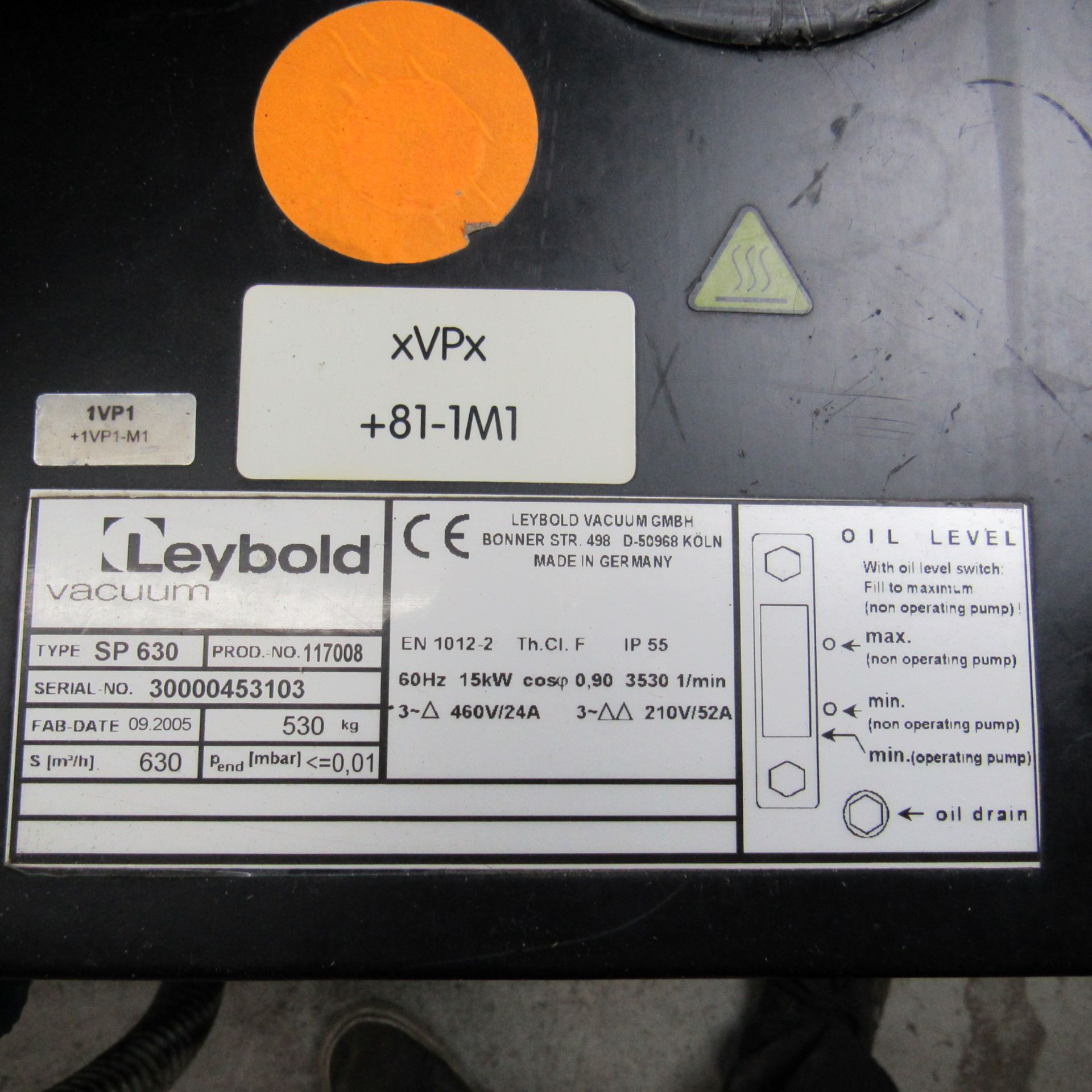 OERLIKON-LEYBOLD OPTICS SCREWLINE DRY VACUUM PUMP SP630 - Image 3 of 3