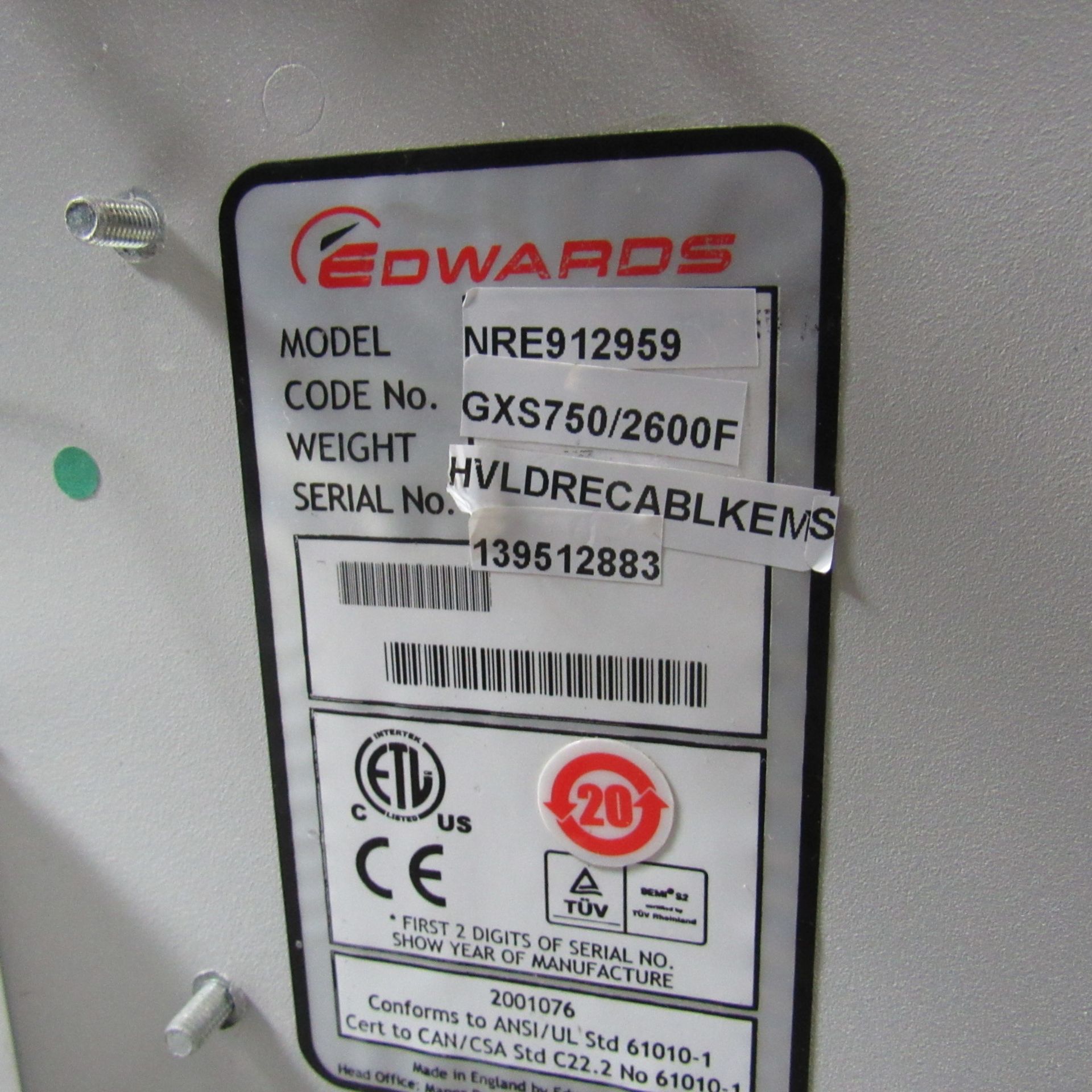 EDWARDS GSX 750 / 2600 HV LD DRY SCREW VACUUM PUMP - Image 4 of 4