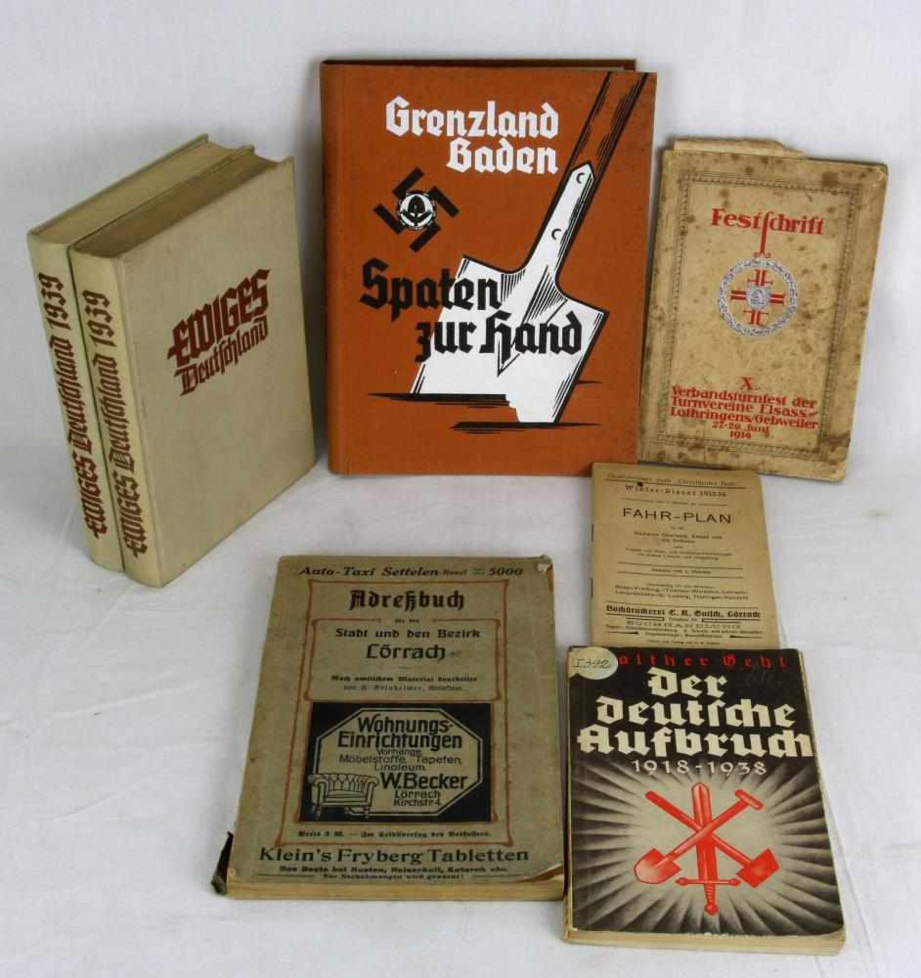 Konvolut Literatur III. Reich Ewiges Deutschland (2 Bde), Grenzland Baden etc. Insgesamt sechs