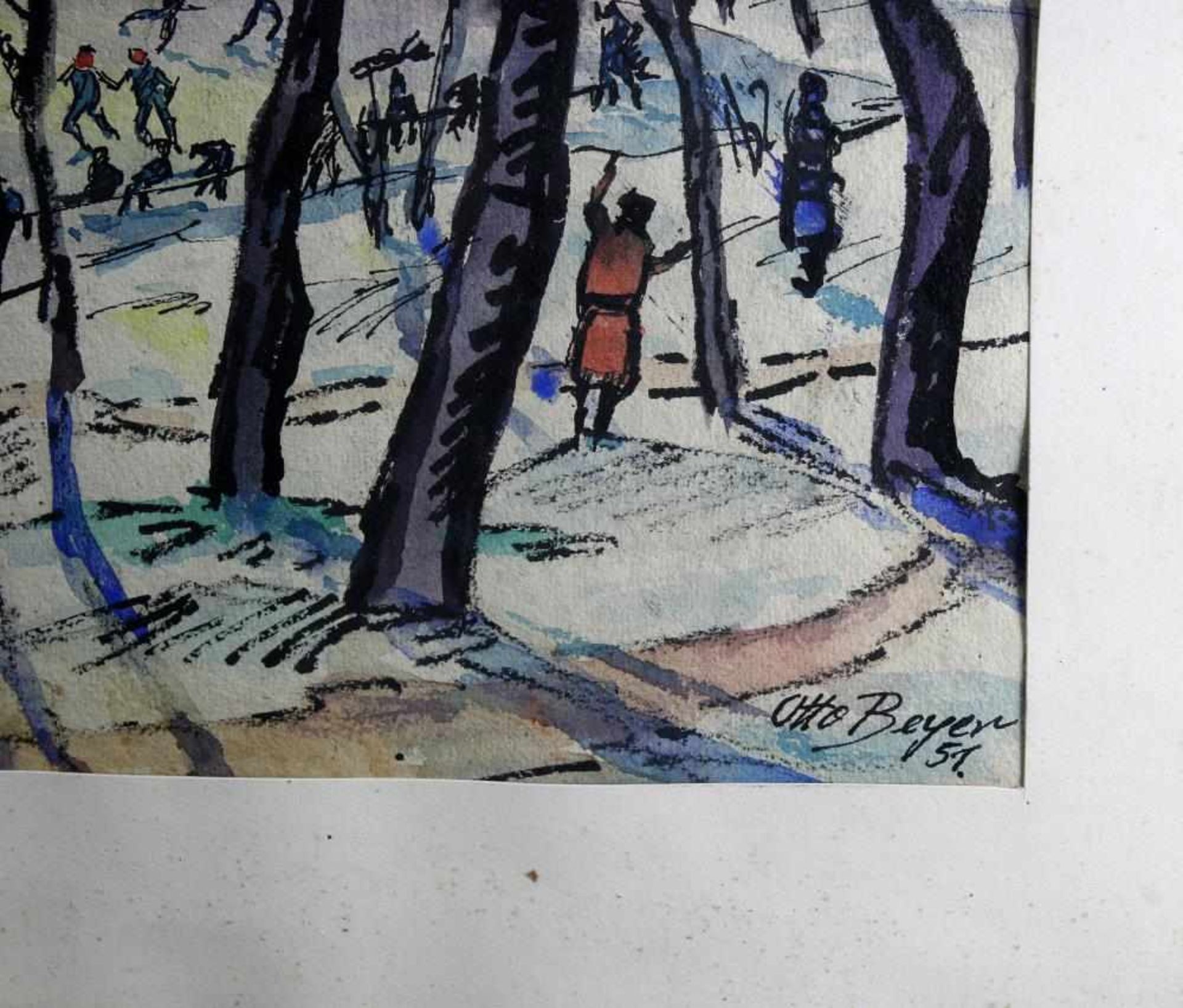 Otto Beyer 1885 Kattowitz-1962 Berlin Wintersonne am Schäfersee. Aquarell auf Papier. Unten rechts - Bild 4 aus 4