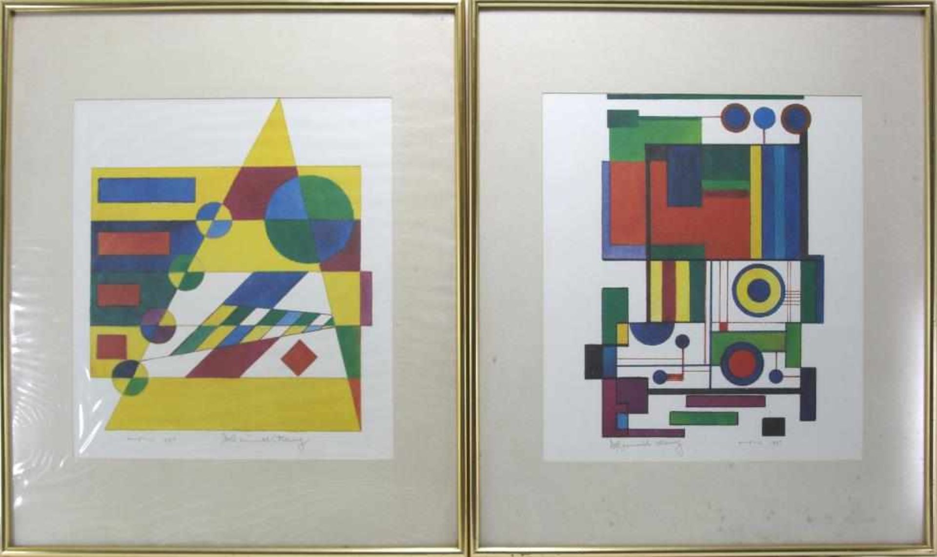 Heinrich Neuy 1911 – 2003 Zwei Kalenderblätter. Geometrische Kompositionen.