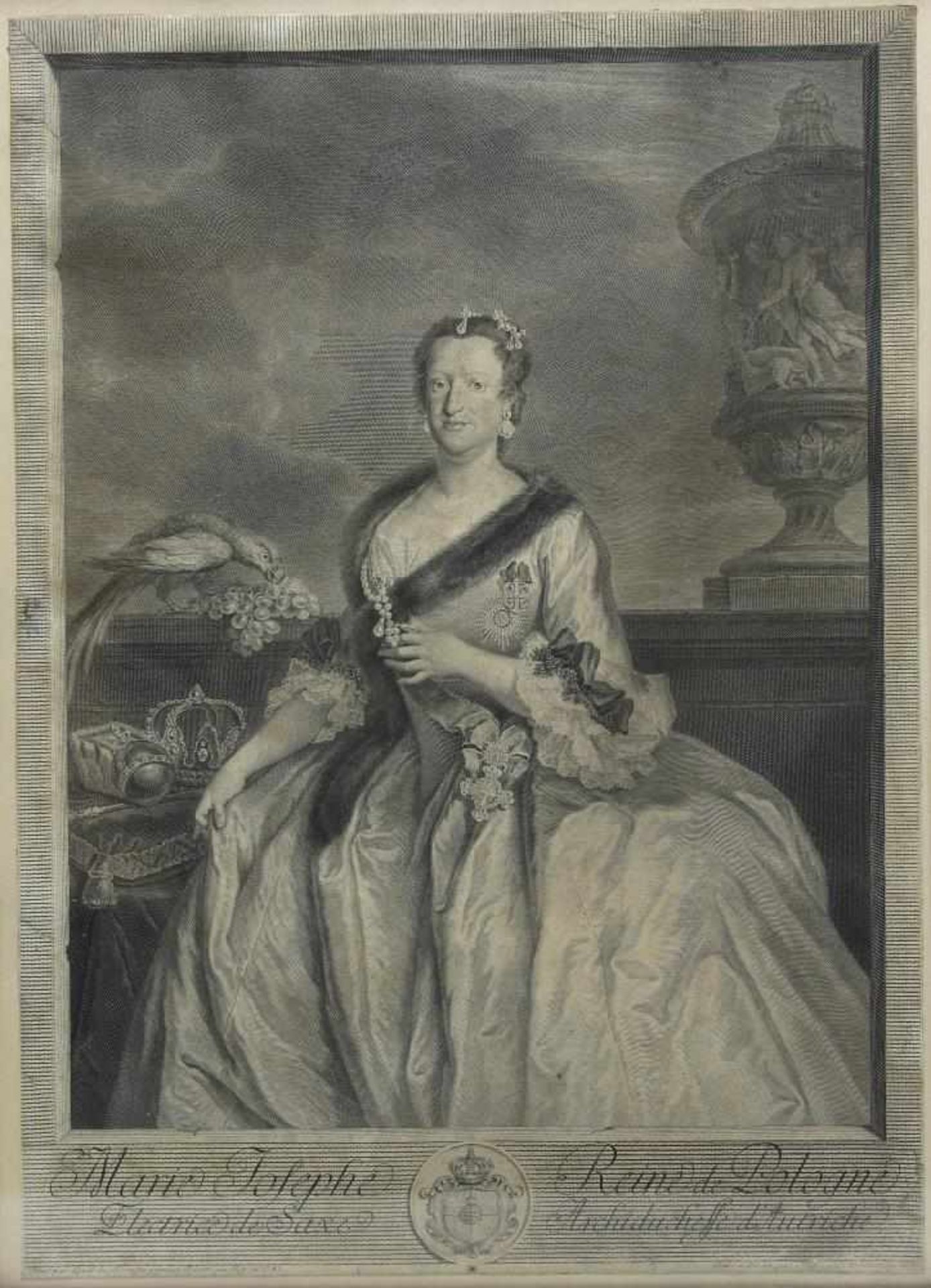 Marie Josephe Reine de Pologne Kupferstich der Regentin nach Louis de Silvestre, gestochen in Berlin - Bild 2 aus 3
