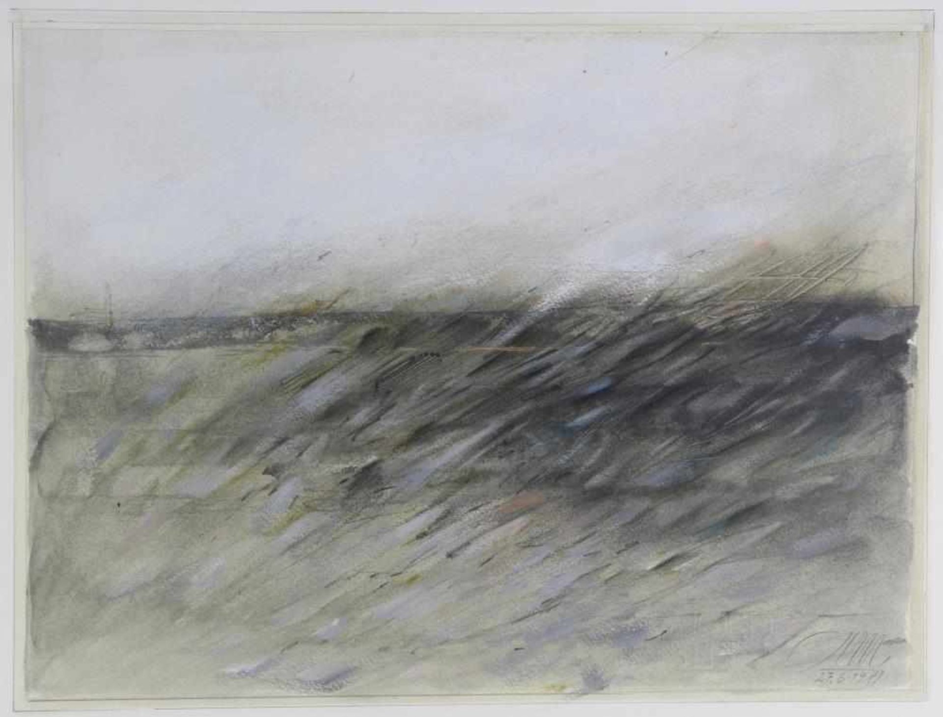 Karl Ludwig Mordstein 1937 Füssen – 2006 Wilzhofen Landschaft. Aquatec auf Papier, auf Platte - Bild 2 aus 3
