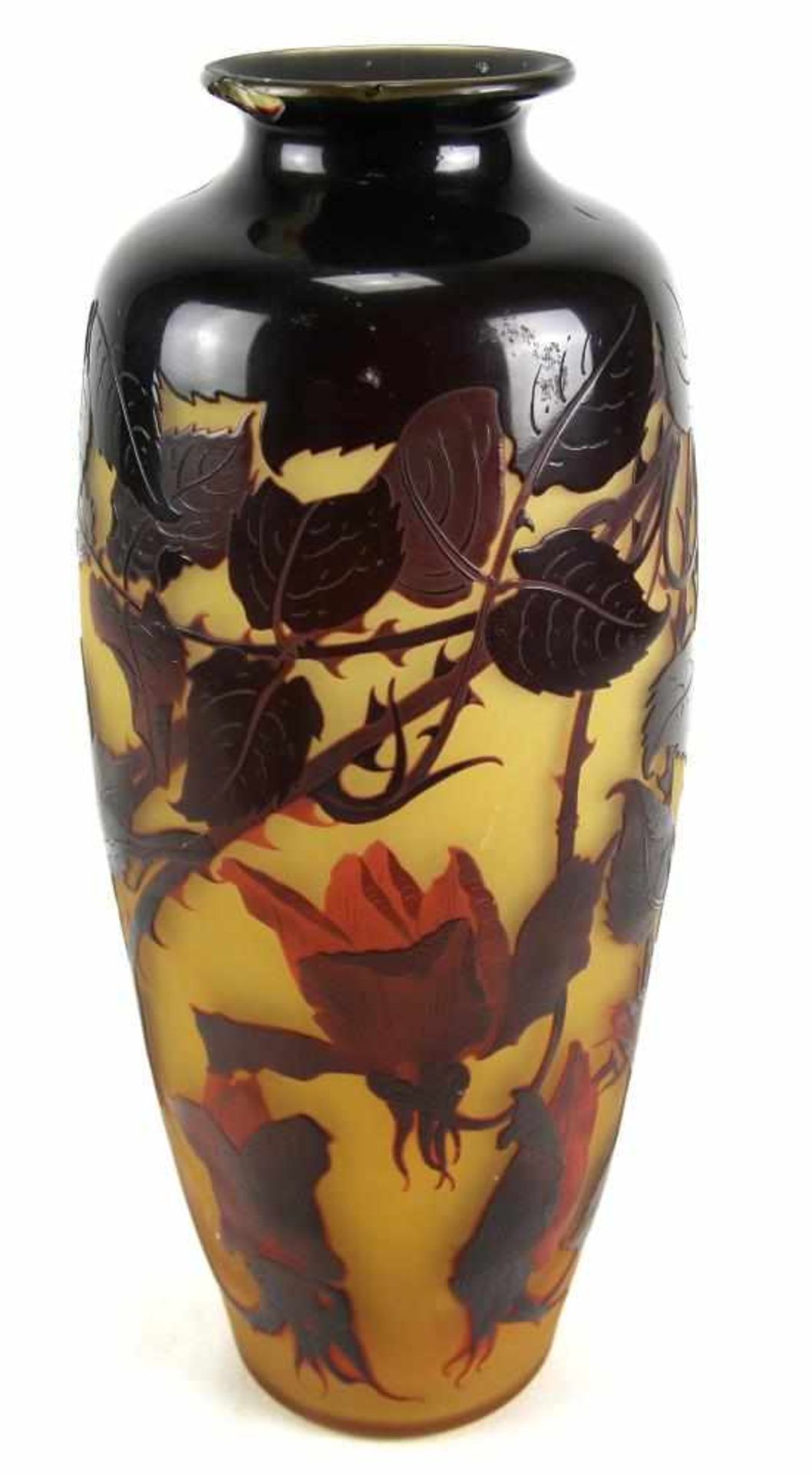 Jugendstil Vase d`Argenthal Frankreich um 1900. Auf rundem Stand, zylindrischer Korpus mit enger