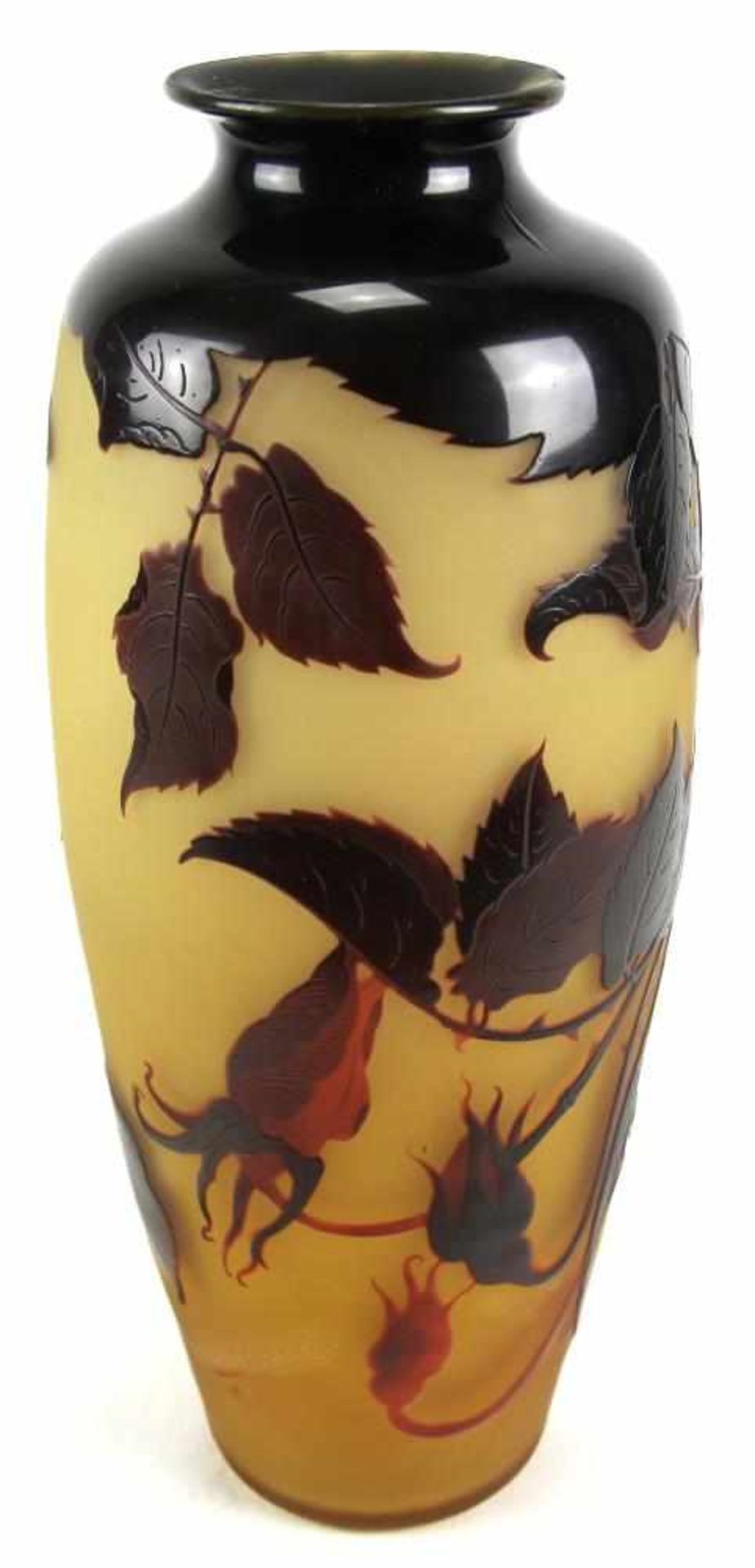 Jugendstil Vase d`Argenthal Frankreich um 1900. Auf rundem Stand, zylindrischer Korpus mit enger - Bild 2 aus 5