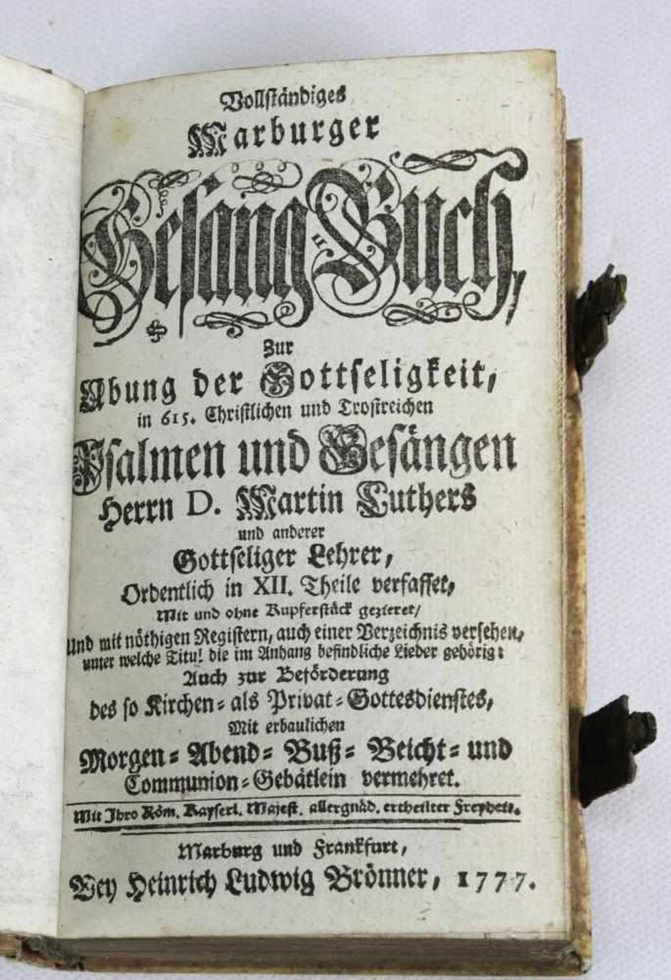 Vollständiges Marburger Gesang-Buch zur Übung der Gottseligkeit, in 615 Christlichen und - Bild 3 aus 4