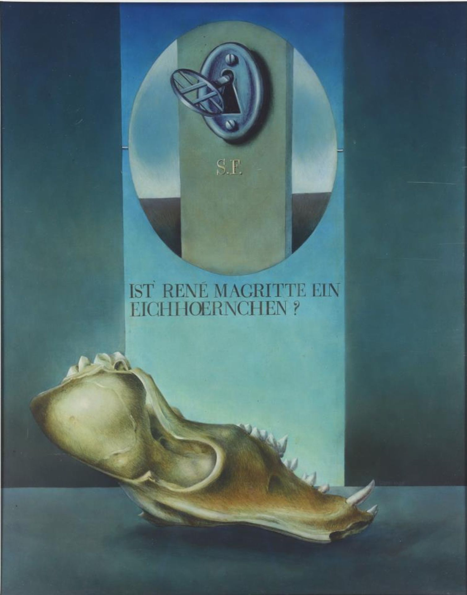 Tripp, Jan Peter *1945 Oberstdorf. Ist Renè Magritte ein Eichhörnchen. Acryl auf Karton. Unten - Bild 2 aus 4