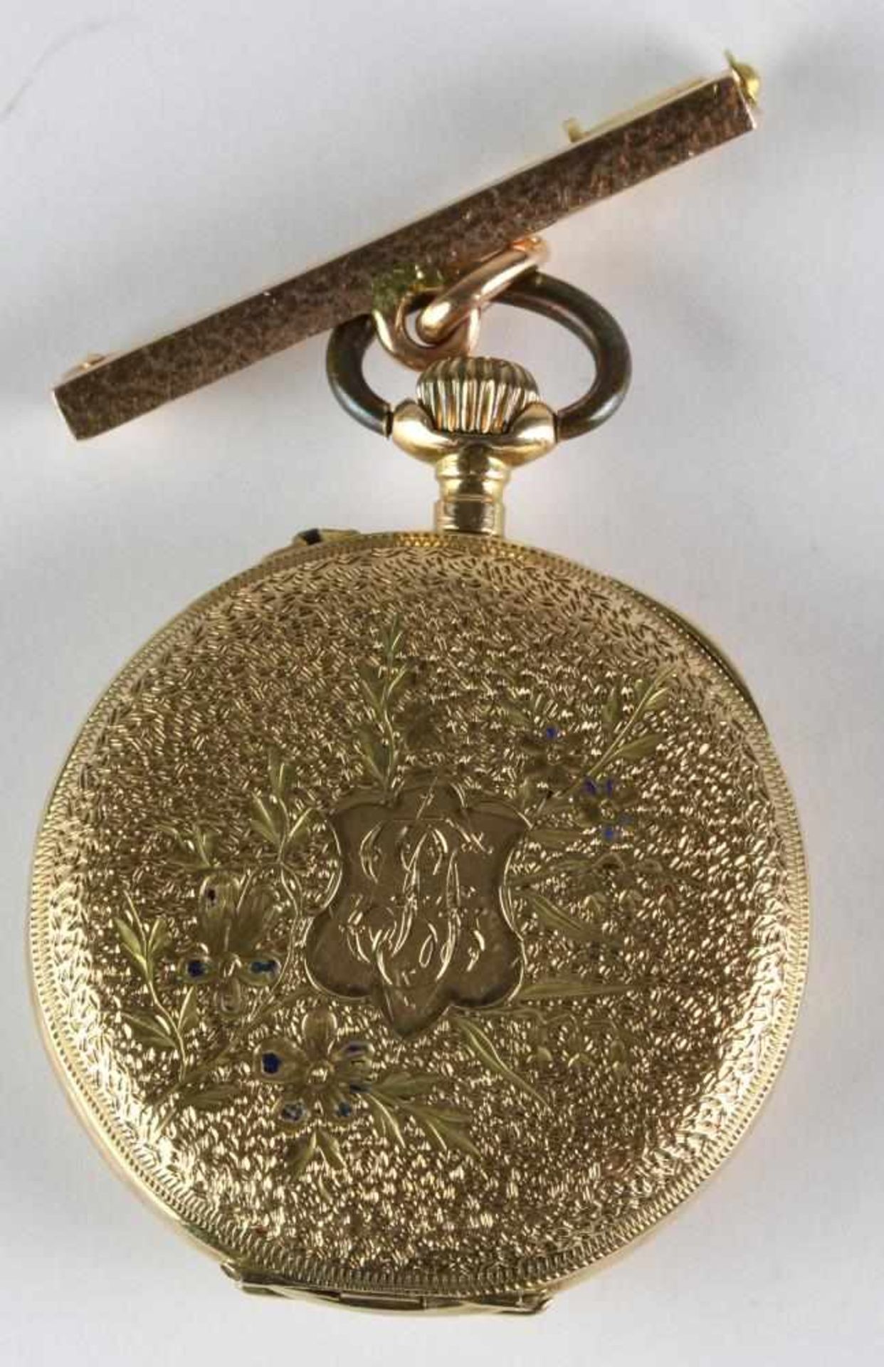 Taschenuhr Halbsavonette. Um 1900. Kronaufzugwerk mit Ankergang und Zylinderhemmung, - Bild 2 aus 2