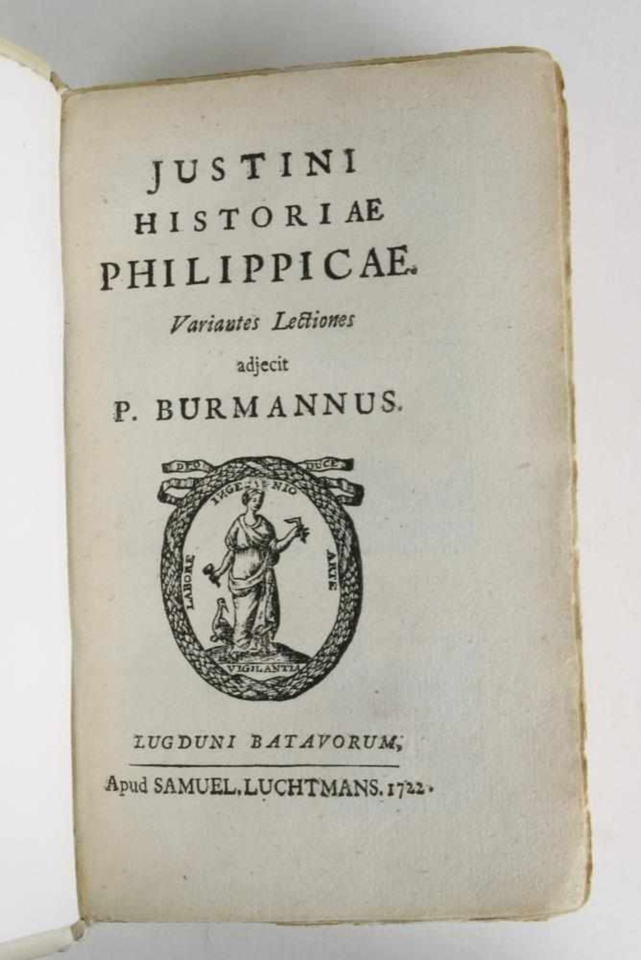 Burmannus, P. Justini Historiae Philippicae… Samuel Luchtman, Leiden 1722. 442 Seiten plus Index.