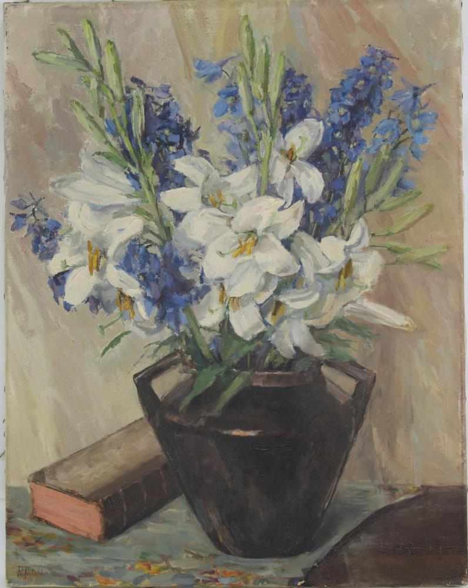 Tritschler E. XX. Jh. Blumenstillleben um 1930. Öl auf Leinwand. Größe ca. 54 x 42 cm. Nicht