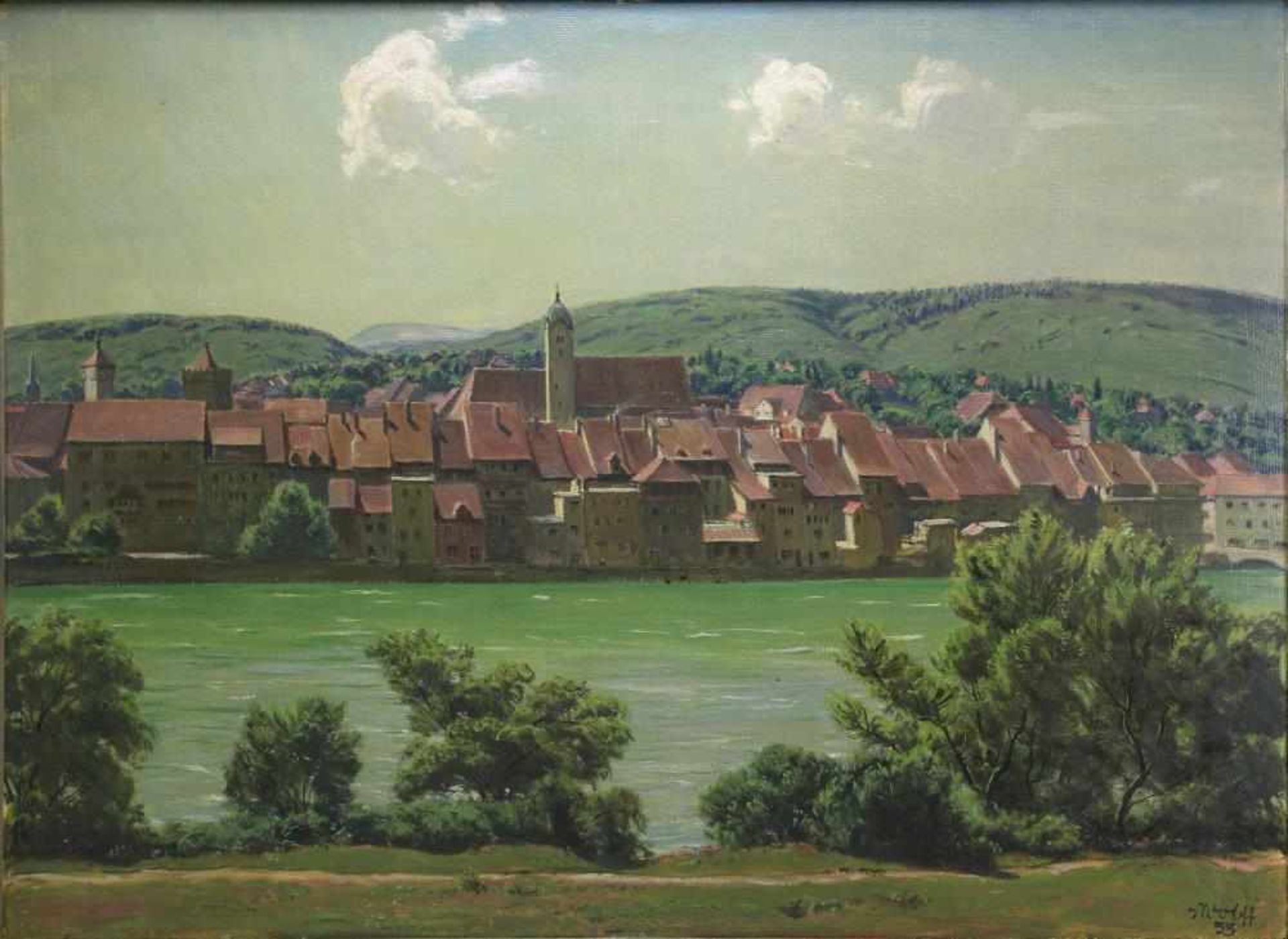 Hermann Wolff *1893 War tätig in Muggenbrunn im Schwarzwald. Blick auf Rheinfelden über der Rhein - Bild 2 aus 3