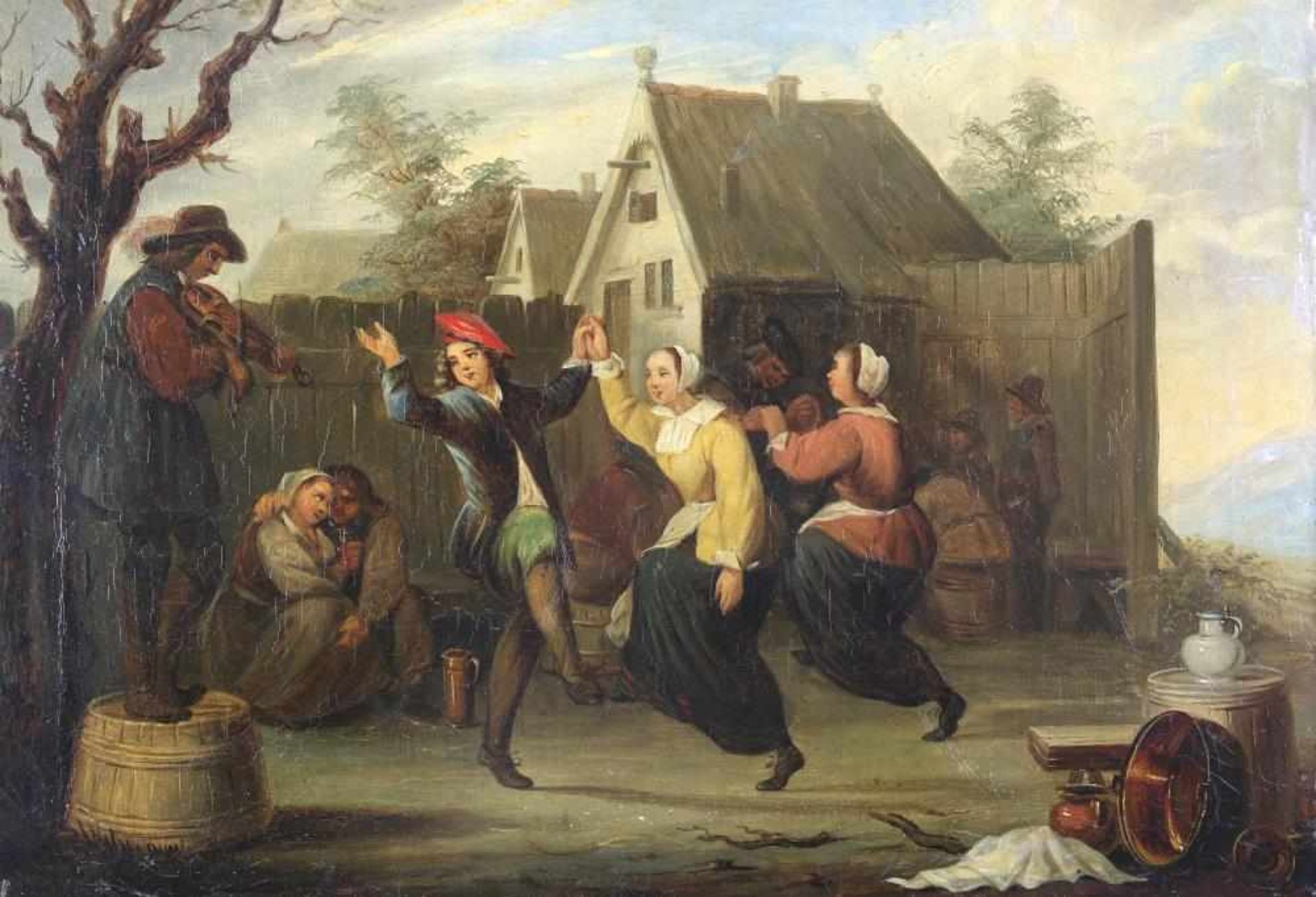 Teniers, David II 1610-1690 Nachfolger. Oder Umkreis. Typisch flämisches Tanzvergnügen vor der