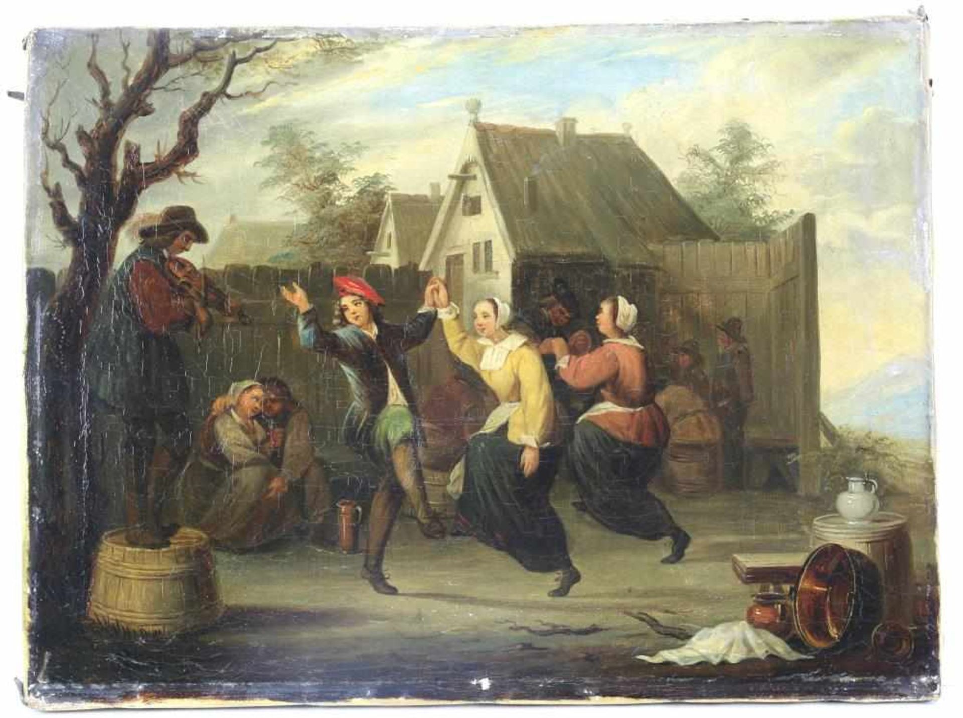 Teniers, David II 1610-1690 Nachfolger. Oder Umkreis. Typisch flämisches Tanzvergnügen vor der - Bild 2 aus 12