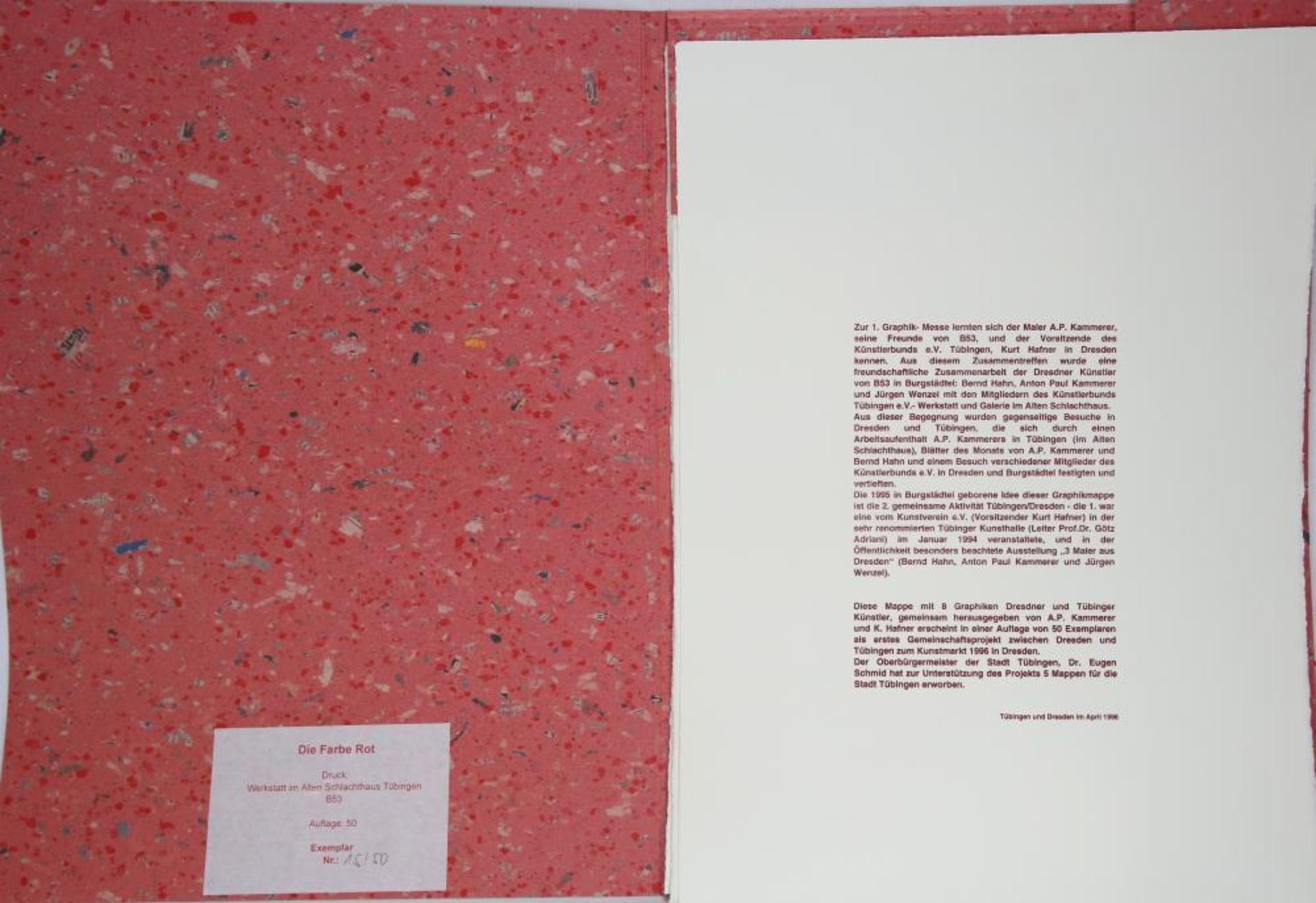 Die Farbe Rot. Acht Graphiken in originaler Mappe von Gerhard W. Feuchter, Harald Fuchs, Klaus - Image 4 of 11