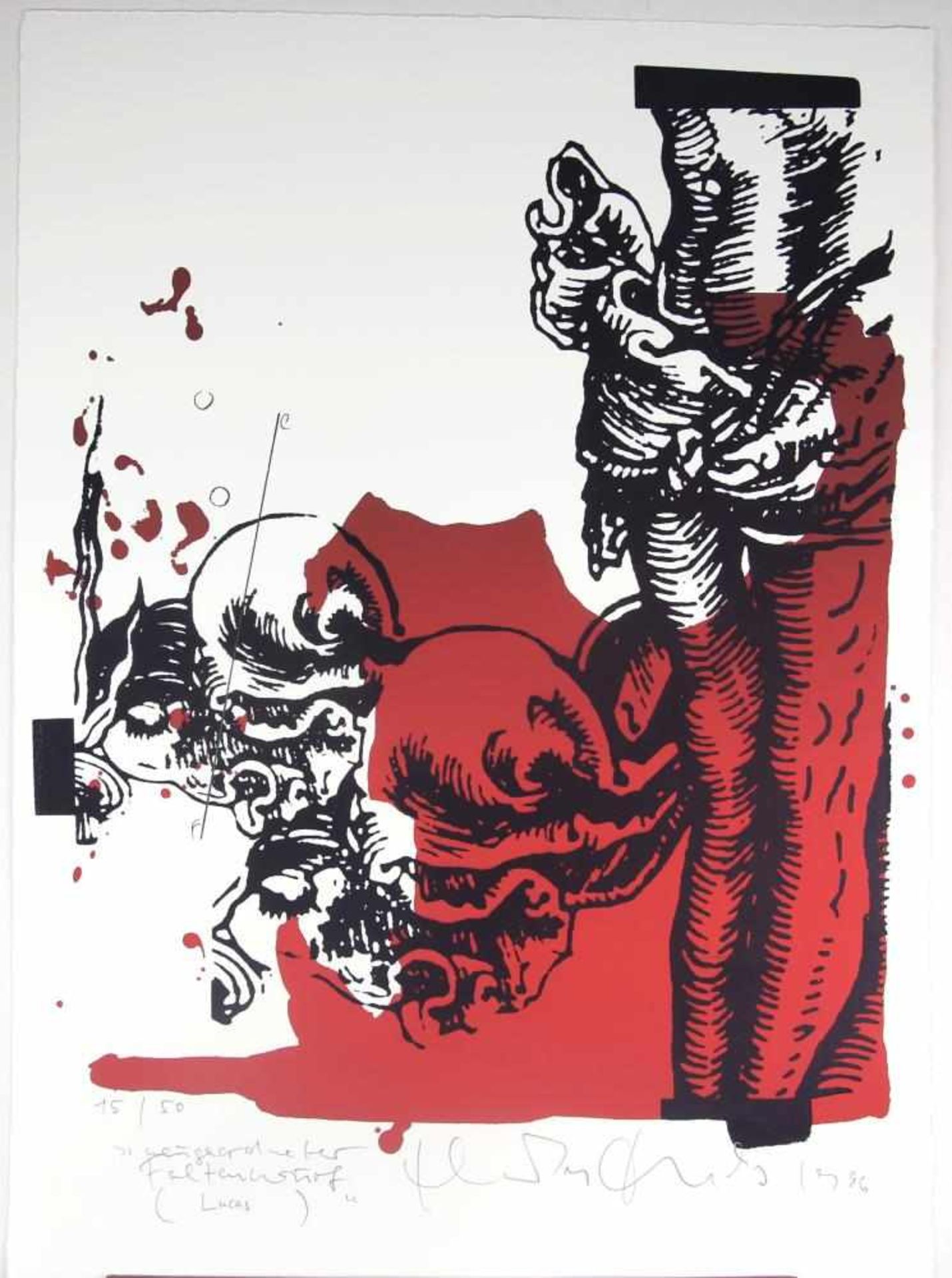 Die Farbe Rot. Acht Graphiken in originaler Mappe von Gerhard W. Feuchter, Harald Fuchs, Klaus - Image 2 of 11