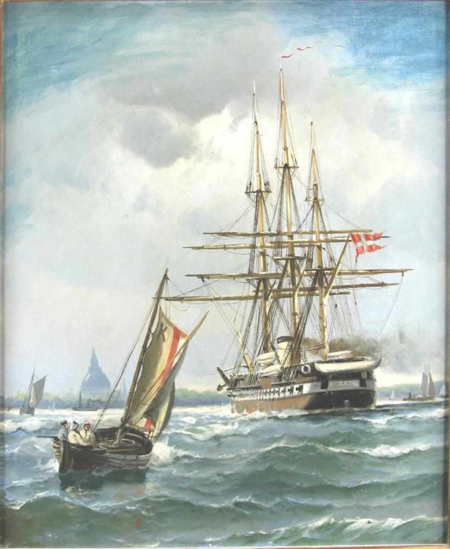 Bille, Vilhelm 1864-1908. Hinfahrt nach Kopenhagen. Öl auf Leinwand. Auf der Rückseite mit Vith