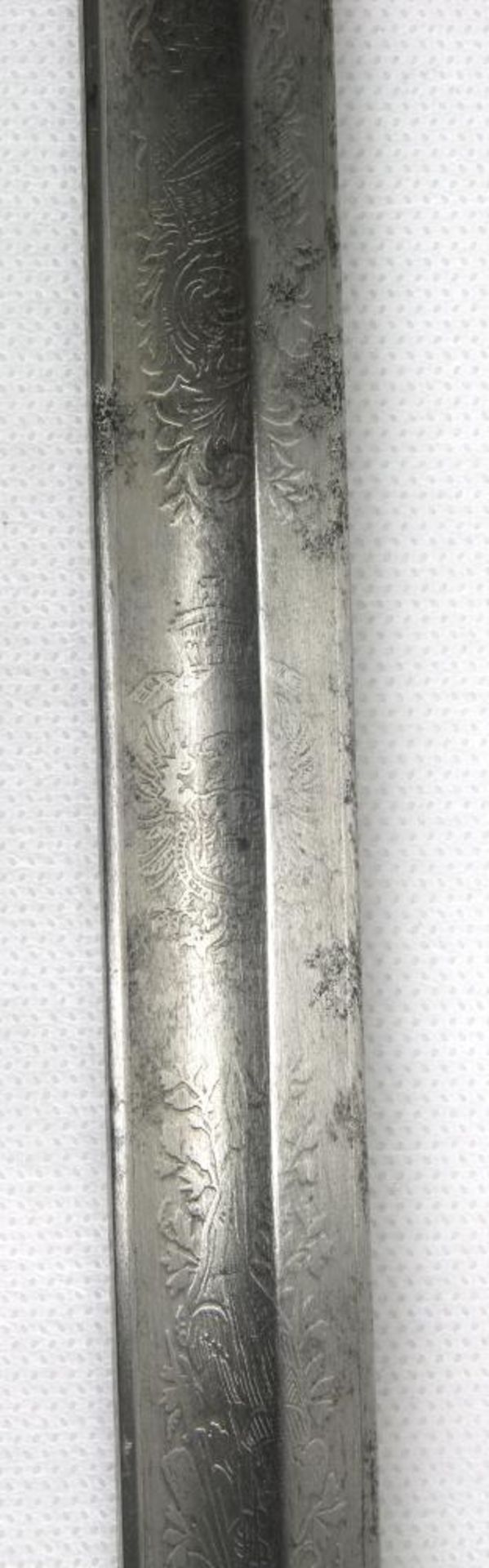 Ausgehbajonett. Für Kadetten um 1870/71. Mit Messing besetzte, geschwärzte Lederscheide und - Bild 4 aus 6