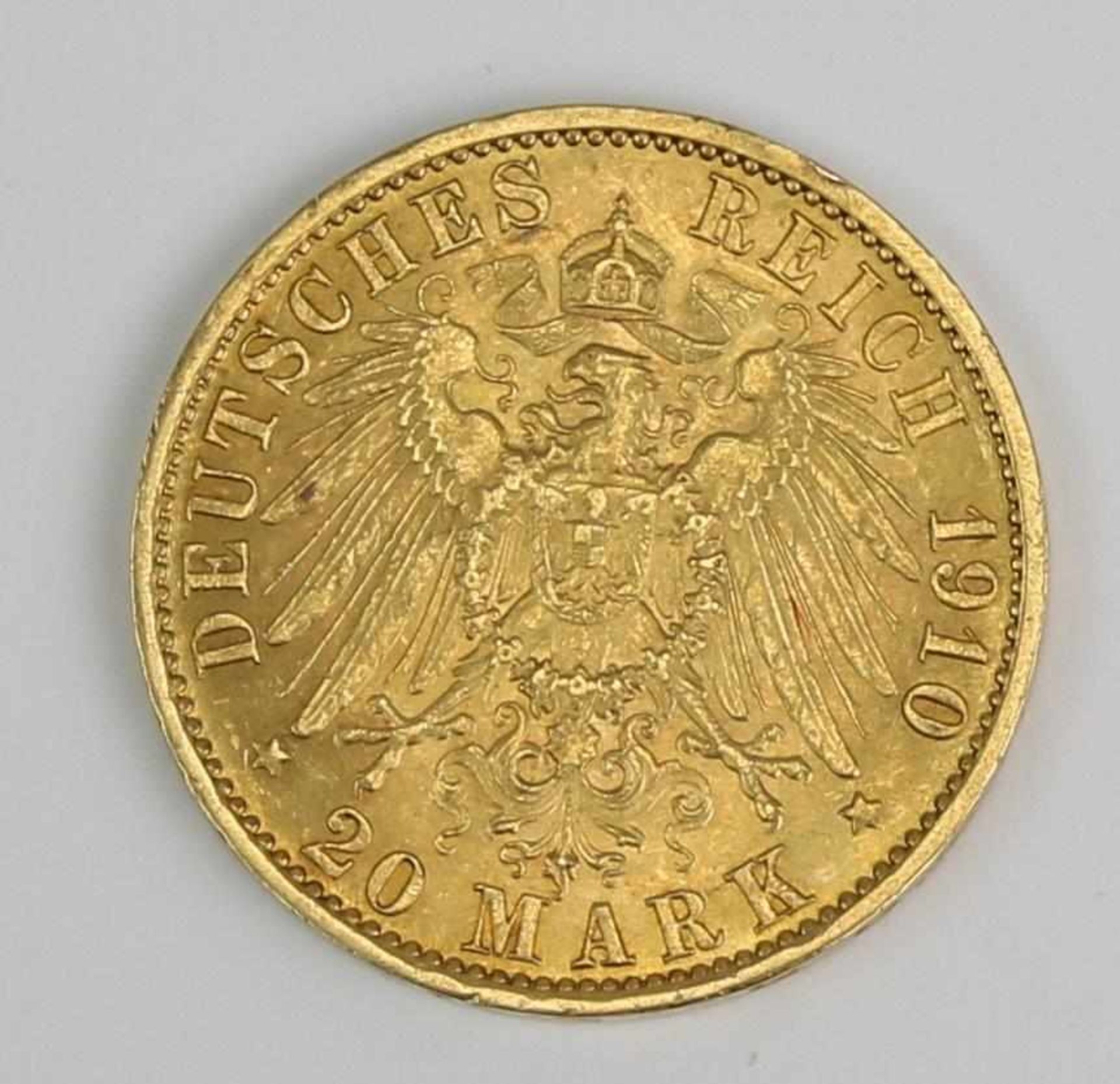 Goldmünze Deutsches Reich. 20 Mark. Wilhelm II deutscher Kaiser und König von Preussen 1910. - Bild 2 aus 2