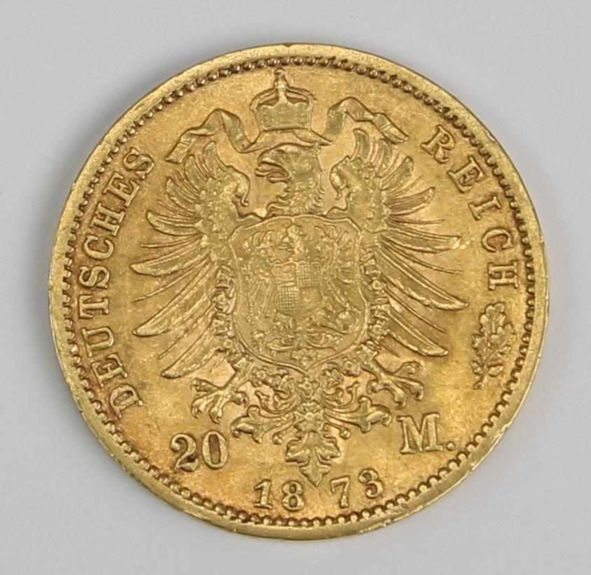 Goldmünze Deutsches Reich. 20 Mark. Wilhelm deutscher Kaiser und König von Preussen 1873. - Bild 2 aus 2