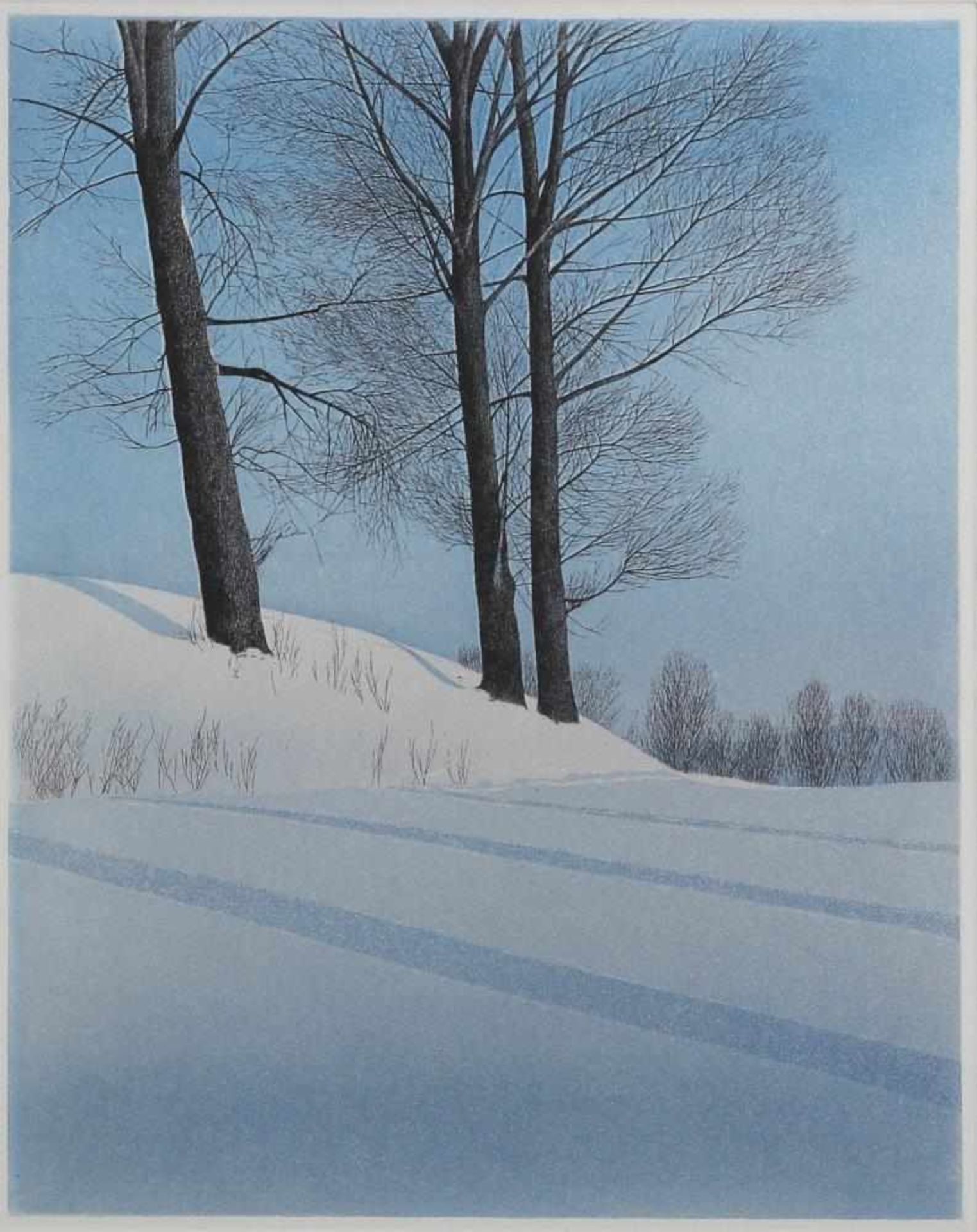 Distler, Rudolf c.1947/48. Winterlandschaft. Farbradierung. Unten rechts signiert und datiert (19) - Bild 2 aus 4